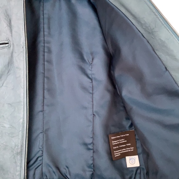 💙NWOT 100% LEATHER JACKET ROBIN’s EGG BUTTER SOFT PEPLUM ZIP MANDARIN COLLAR🐦 - Picture 14 of 15